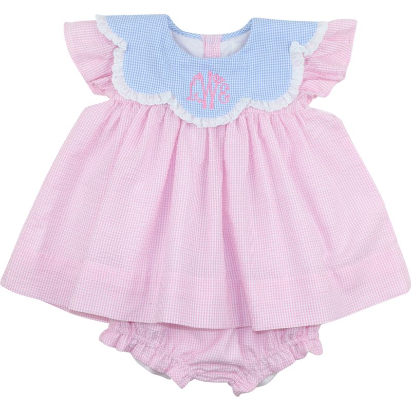 Gingham Seersucker Eyelet Diaper Set