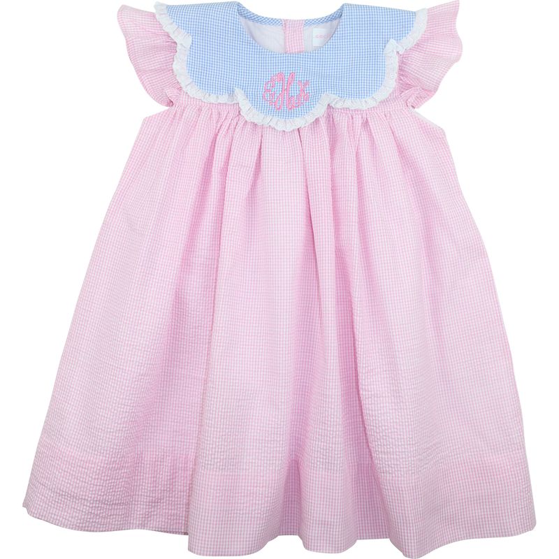 Gingham Seersucker Eyelet Dress