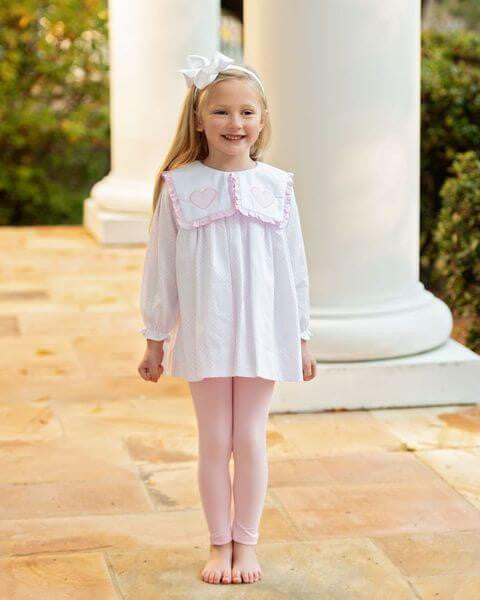 Pink Dot Pique Applique Heart Legging Set Eliza James Kids