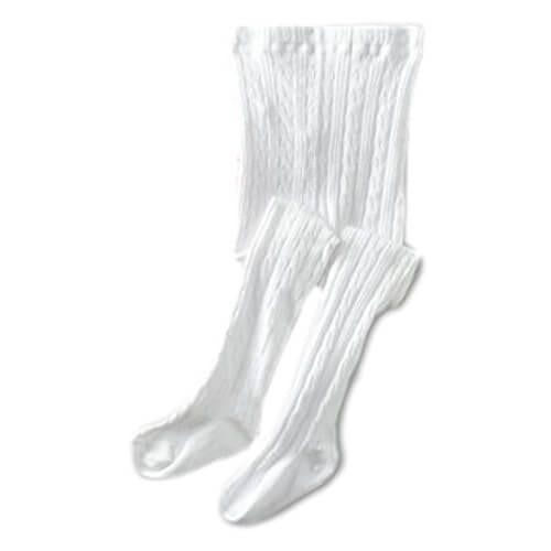 Girls White Cable Tights