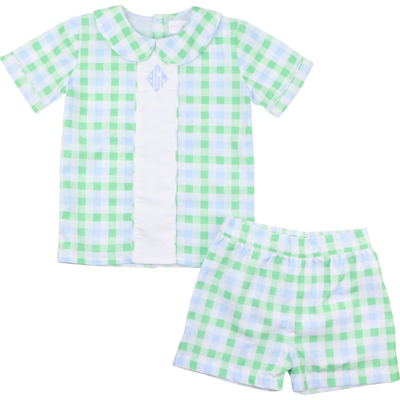Green And Blue Check Short Set