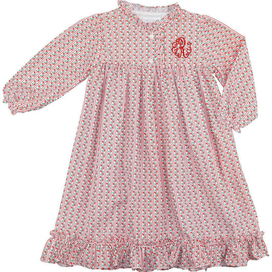 Green and red holiday vine night gown