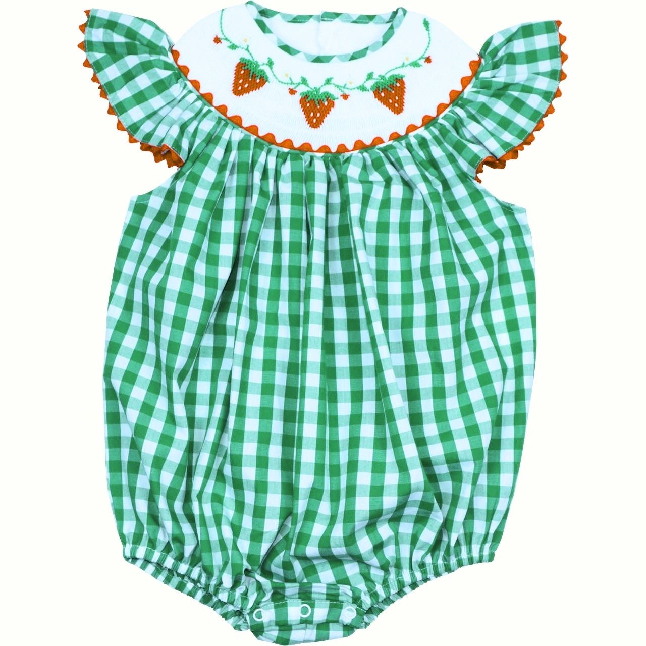 Green Check Smocked Strawberries Bubble3