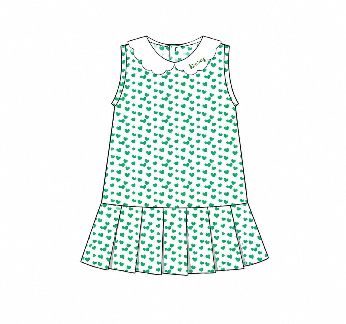 Green Heart Print Knit Tennis Dress3