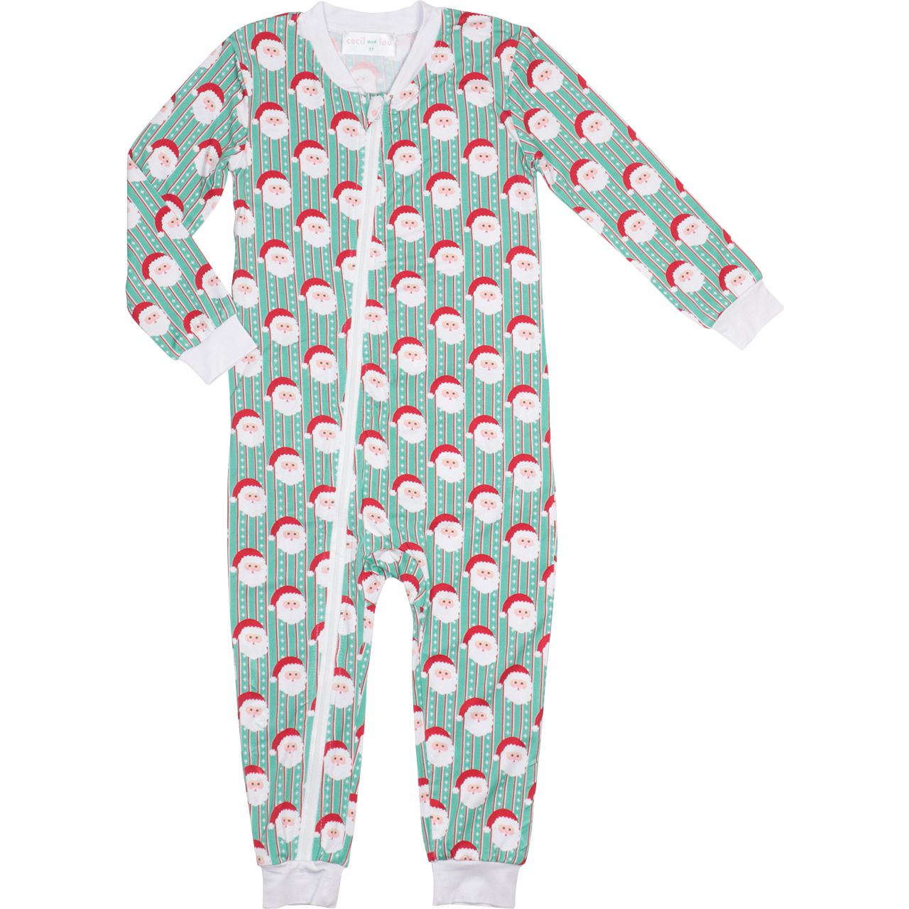 Green Knit Santa Zipper Pajamas