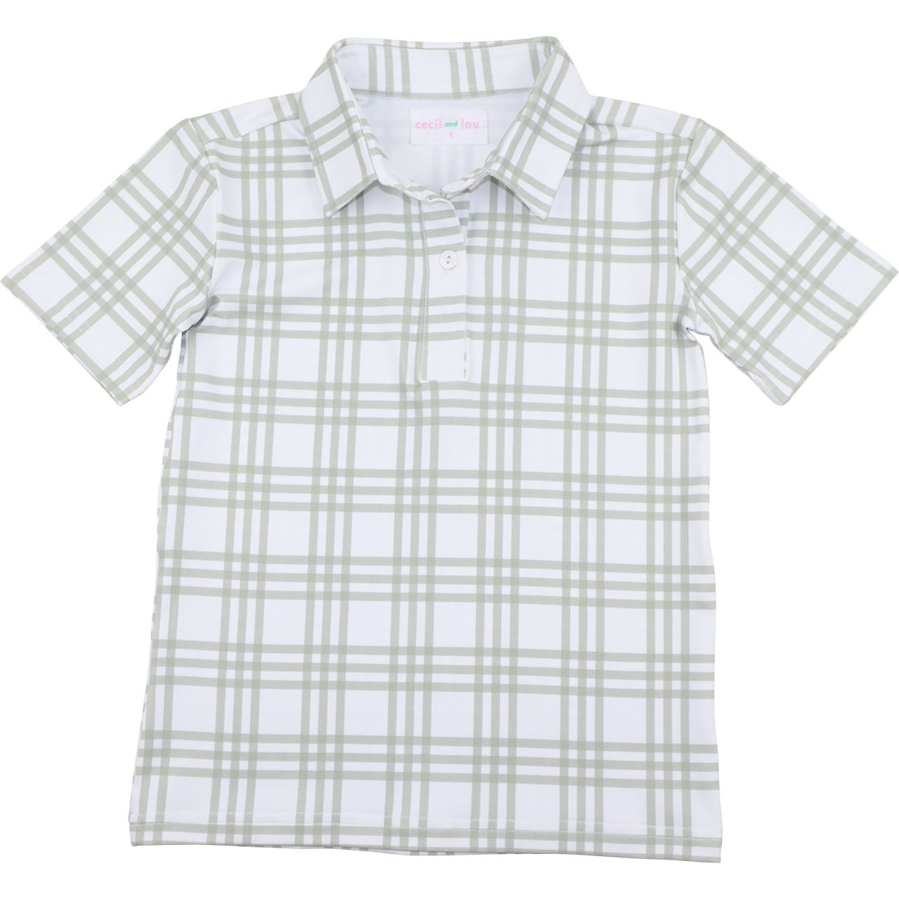 Green Plaid Knit Polo Shirt