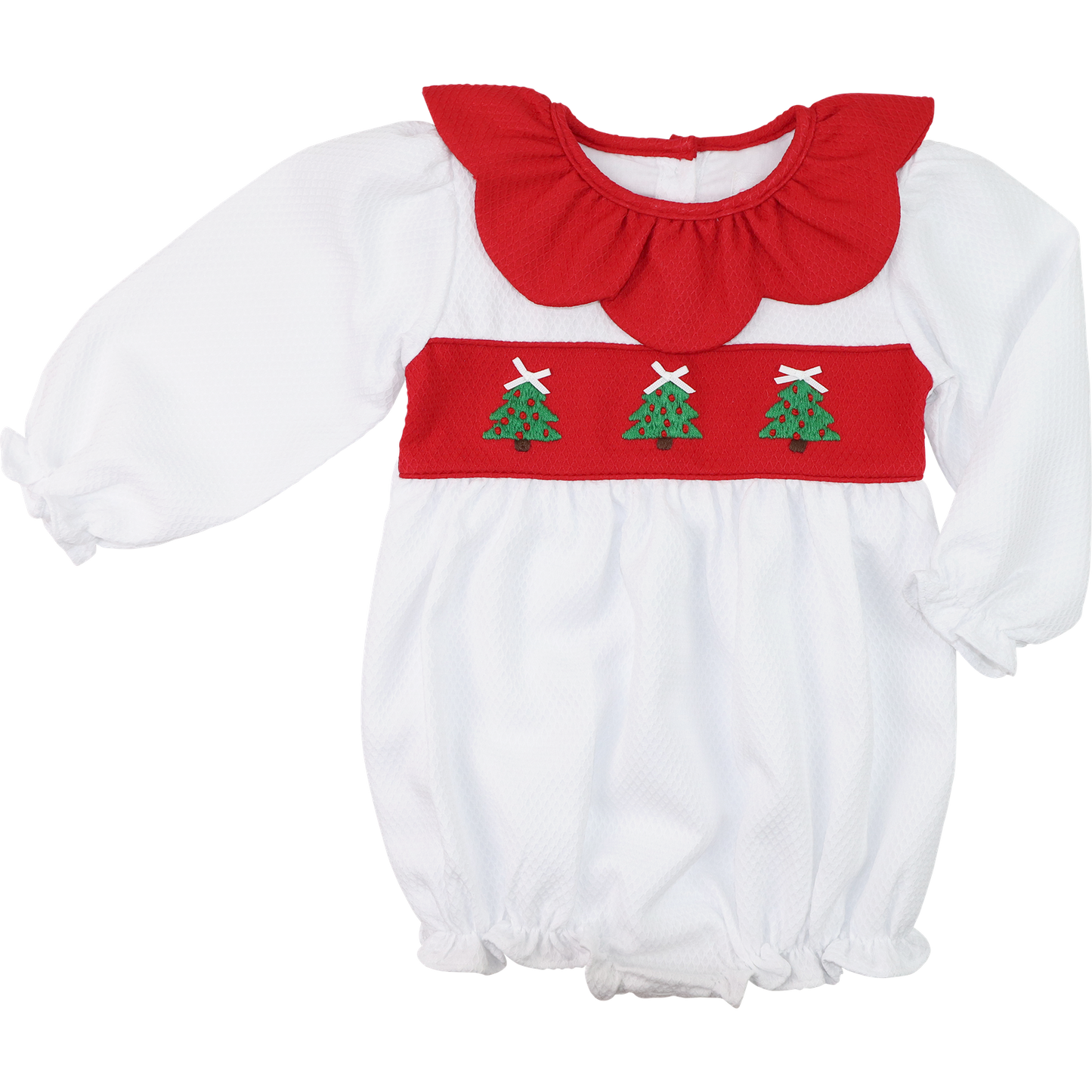 Honeycomb Embroidered Christmas Tree Scalloped Bubble