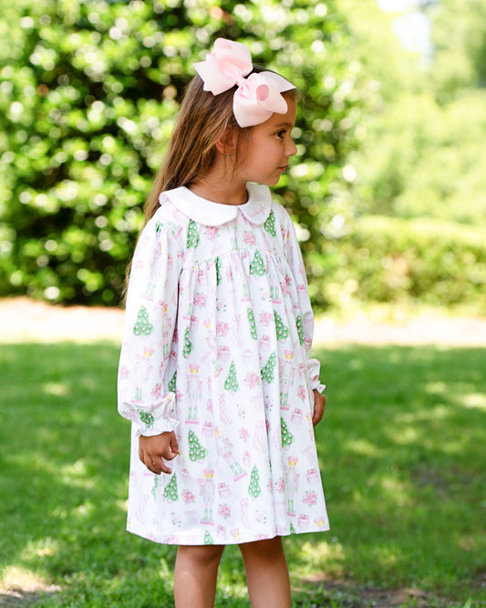 Pink And Green Holiday Print Knit Dress