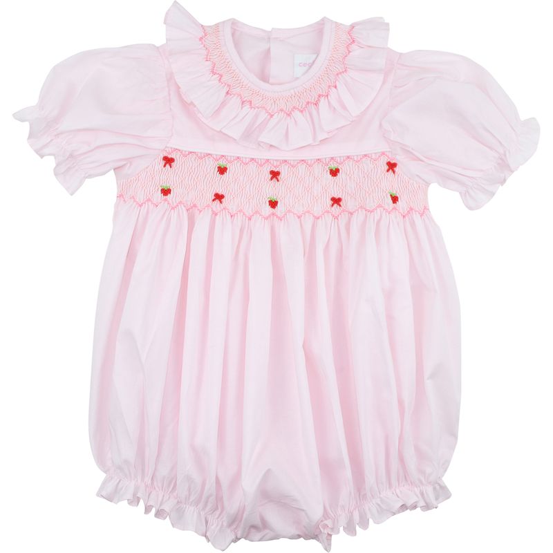 Heirloom Smocked Strawberry And Bow Bubble