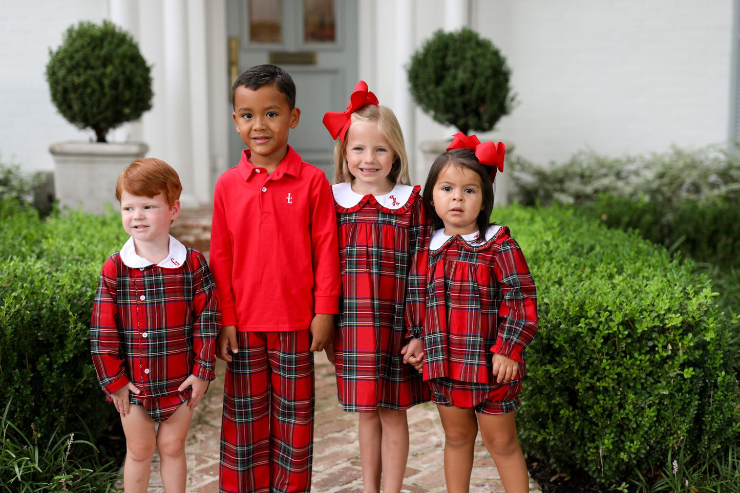 Red Holiday Plaid Diaper Set