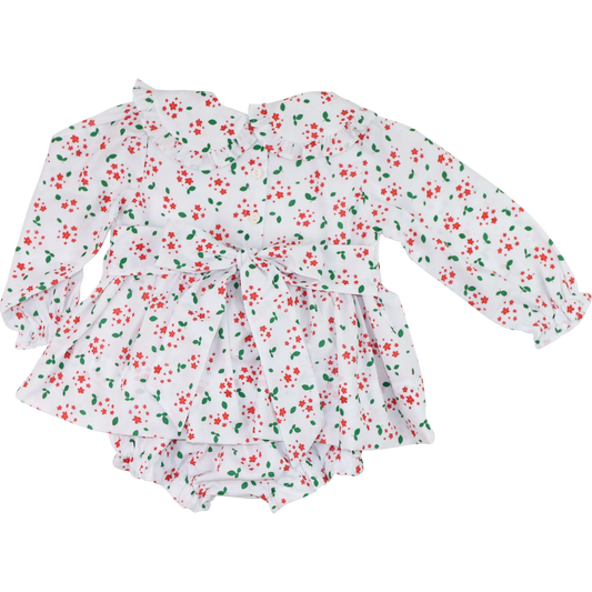 Holiday Floral Custom Smocked Diaper Set