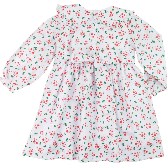 Holiday Floral Custom Smocked Dress Back
