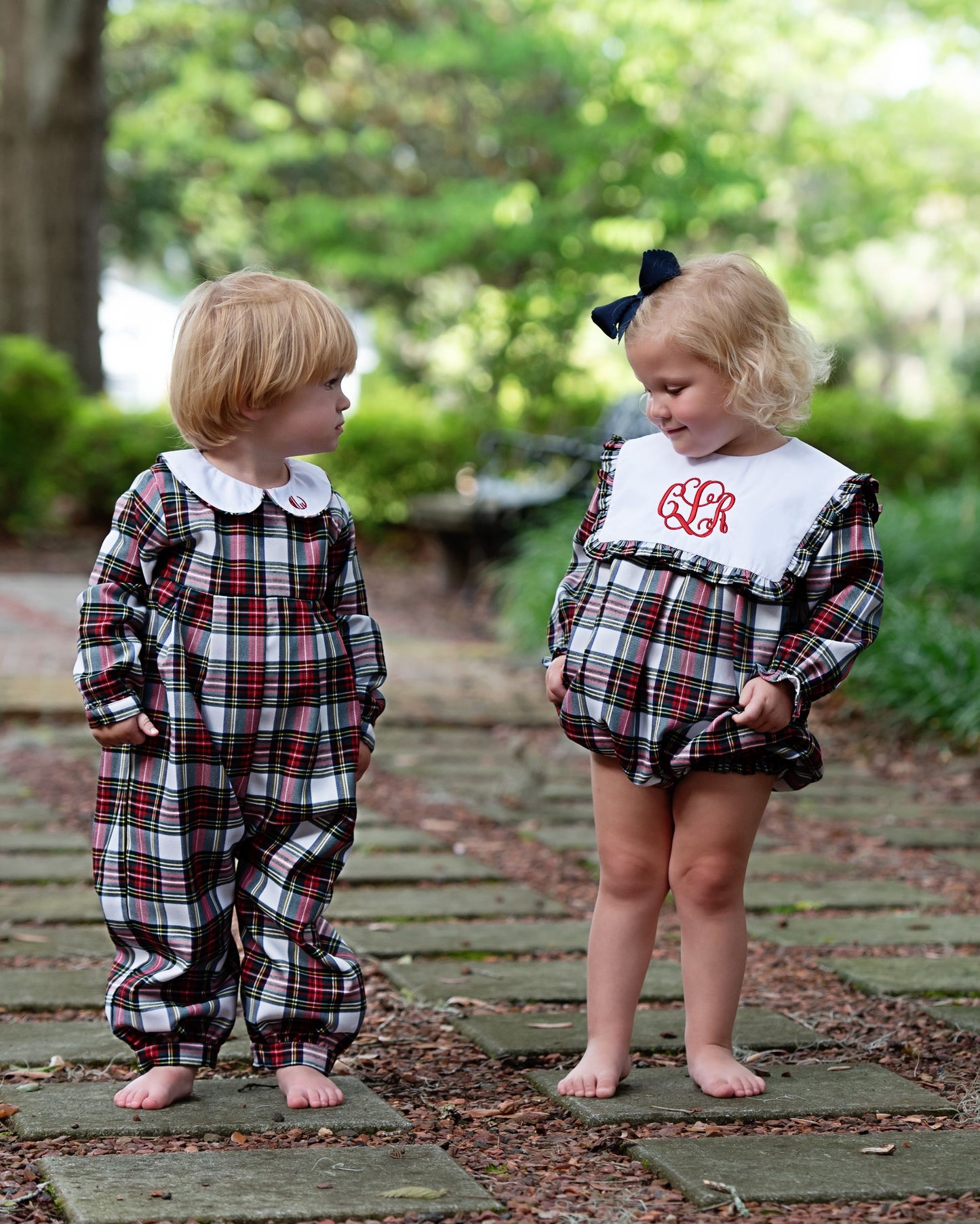 Green And Red Plaid Long Romper