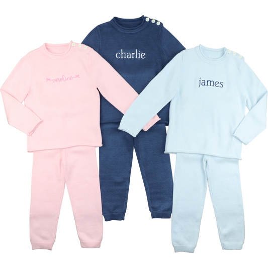 Navy Woven Sweater Set