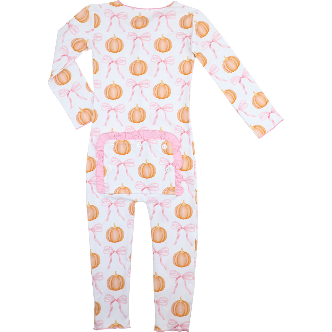 Pink Knit Pumpkin And Bow Zipper Pajamas