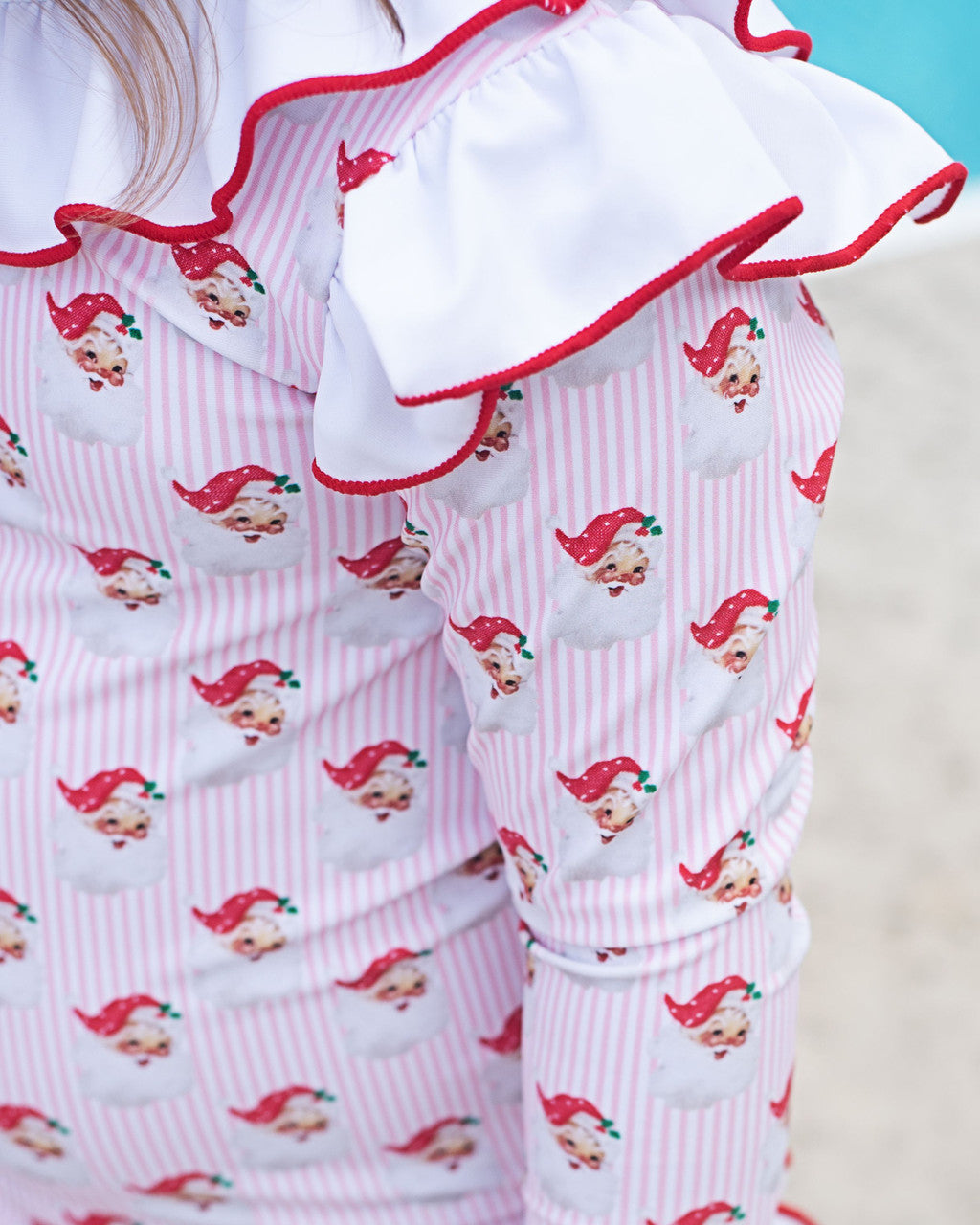 Pink Gingham Lycra Santa Swimsuit