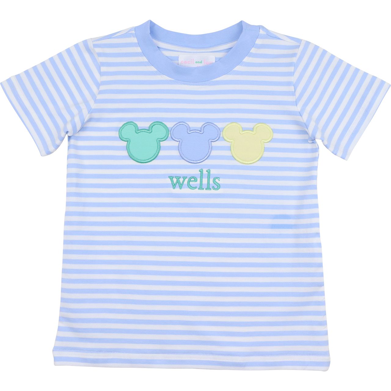 Blue Knit Stripe Mouse Ears Shirt