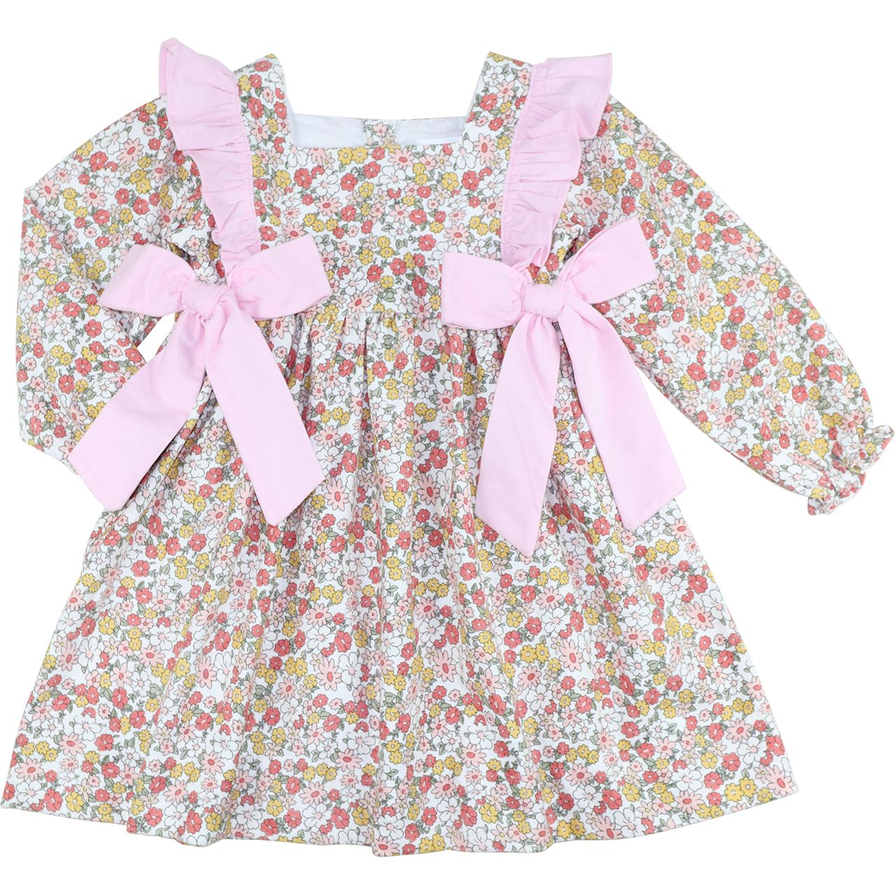Fall Corduroy Floral Bow Dress