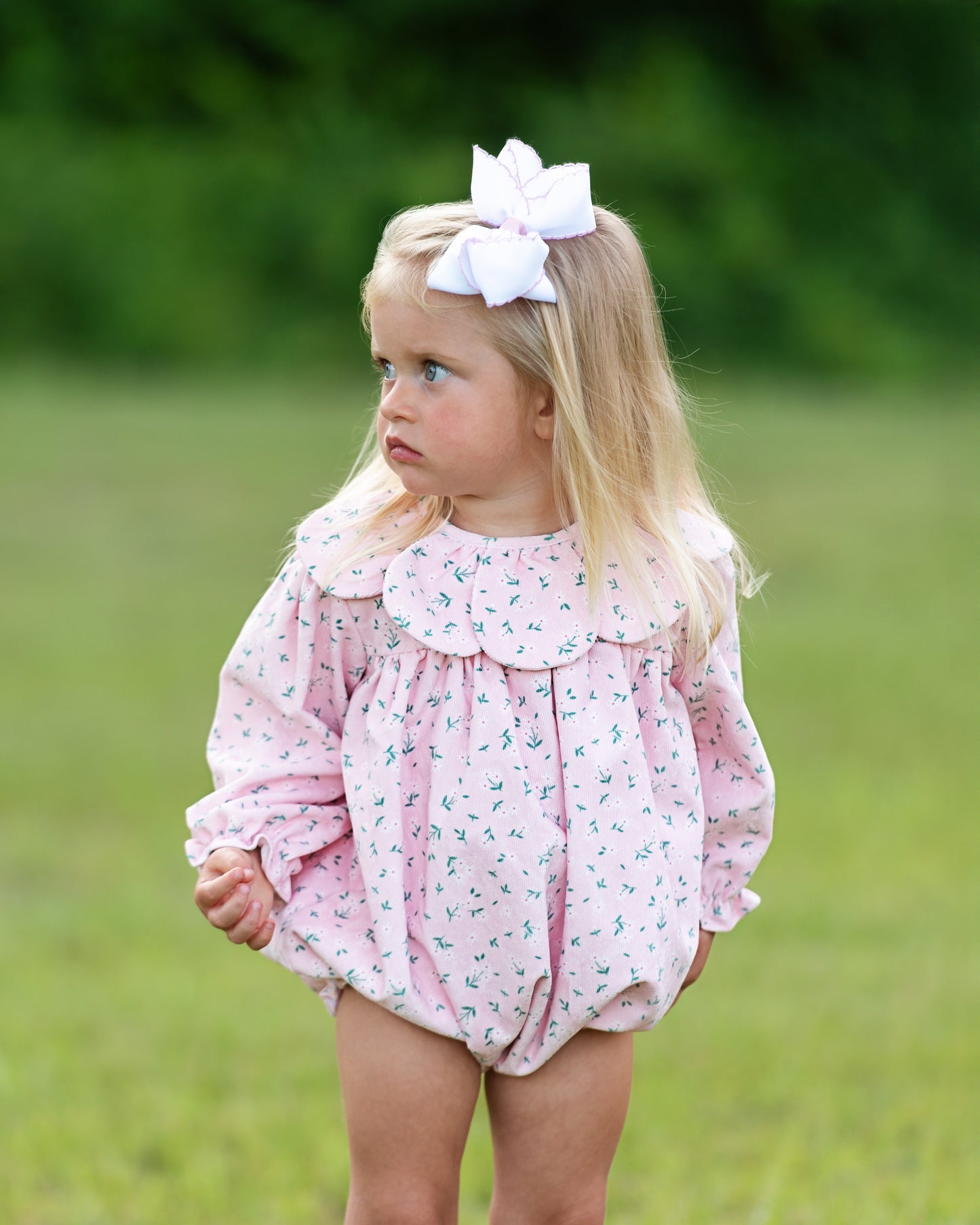 Pink Daisy Corduroy Petal Collar Bubble