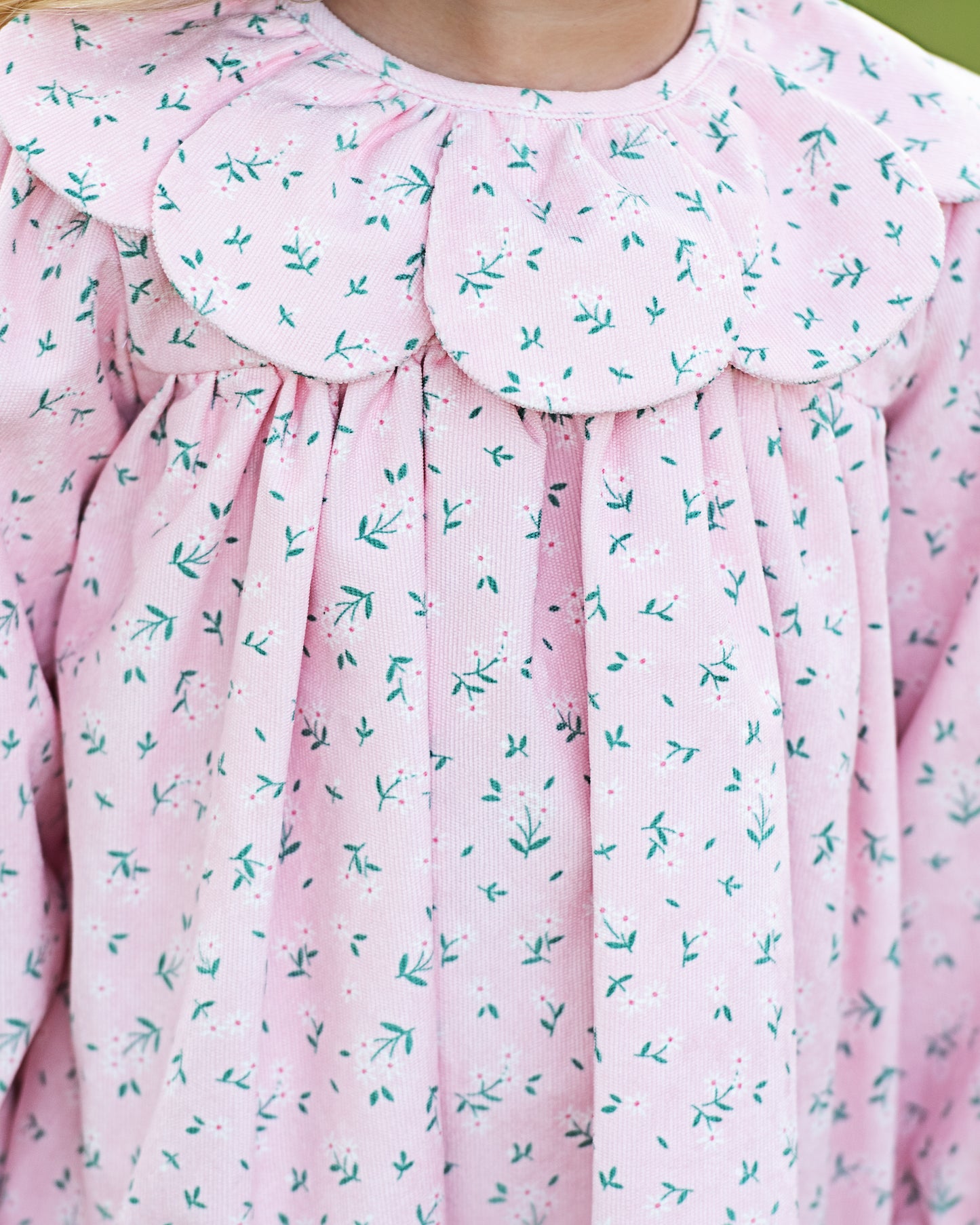 Pink Daisy Corduroy Petal Collar Dress