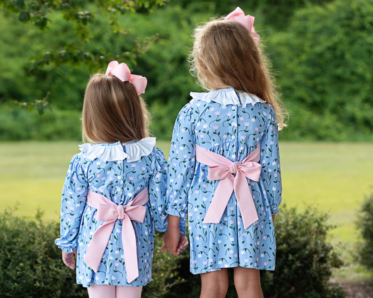 Blue And Pink Tulip Print Knit Floral Dress