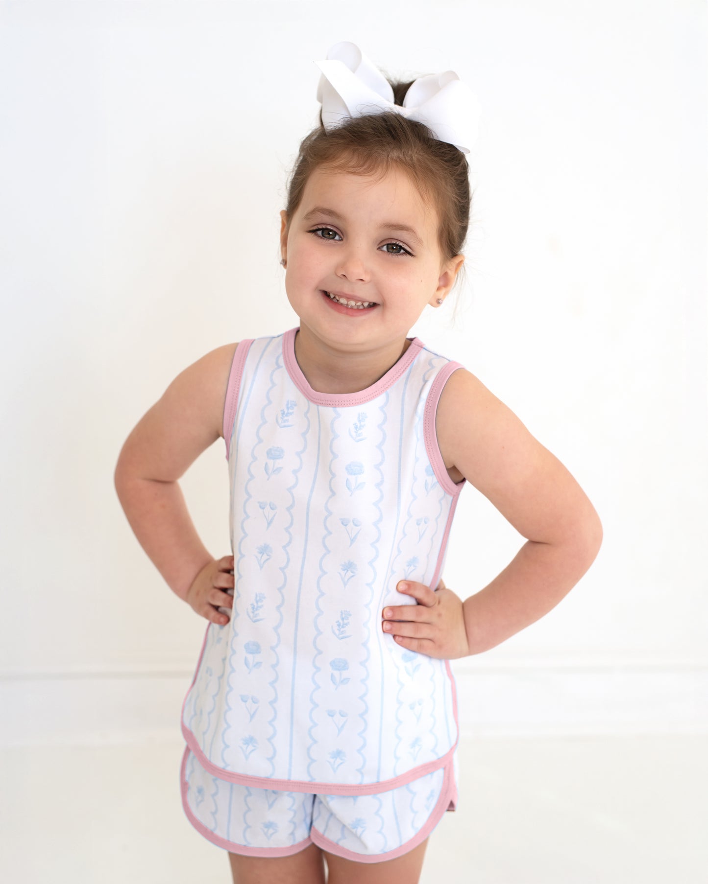 Blue Floral Stripe Knit Play Set