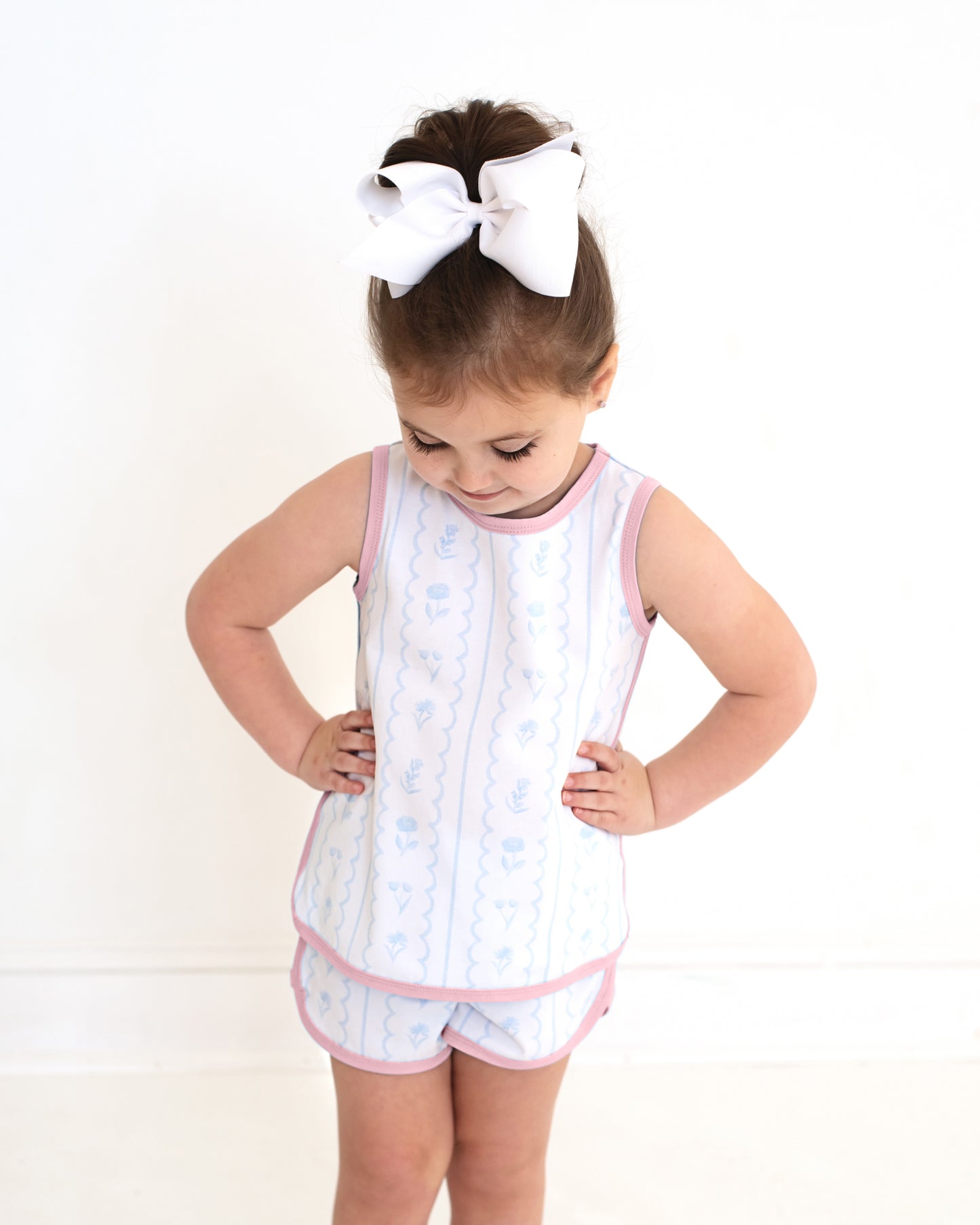 Blue Floral Stripe Knit Play Set