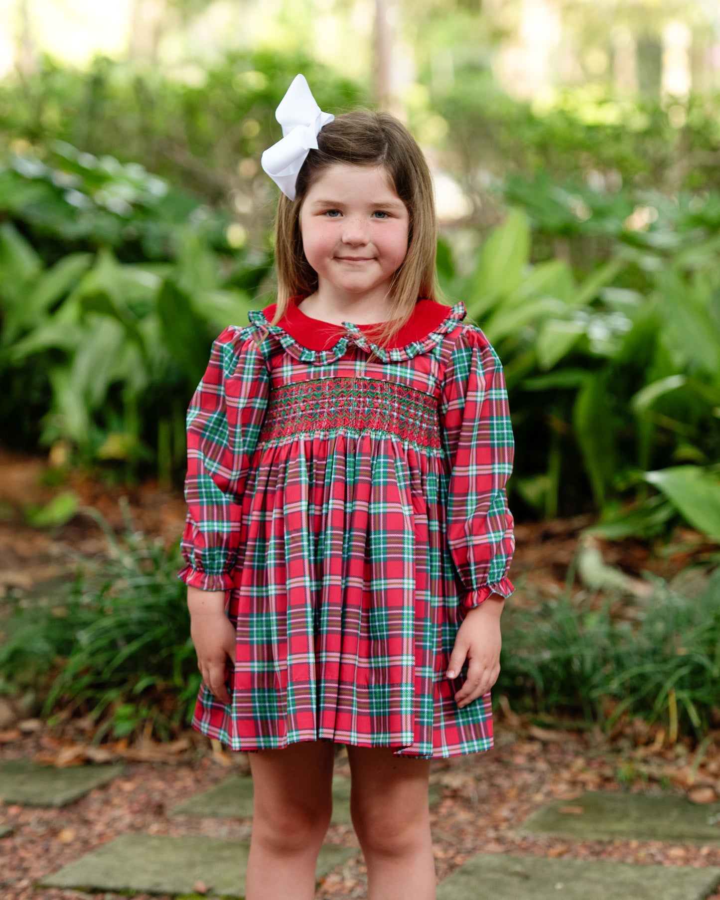 Smocked Christmas Plaid Dress