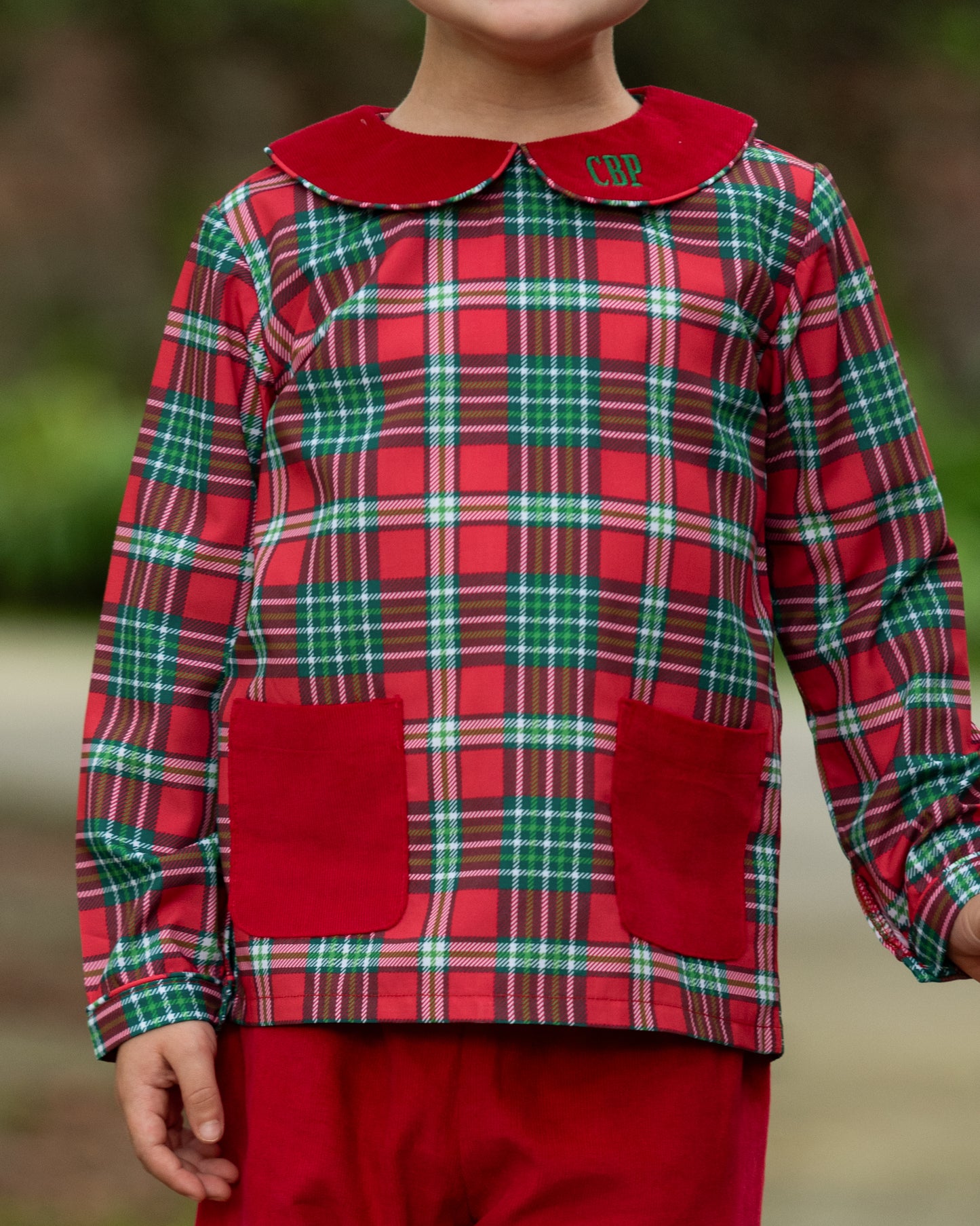 Green And Red Christmas Plaid Pant Set