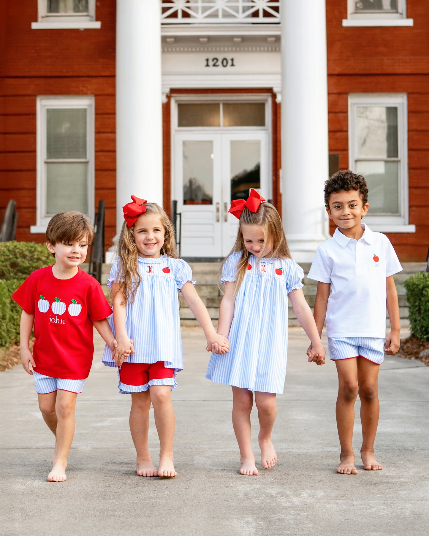 Blue Striped Apple Short Set