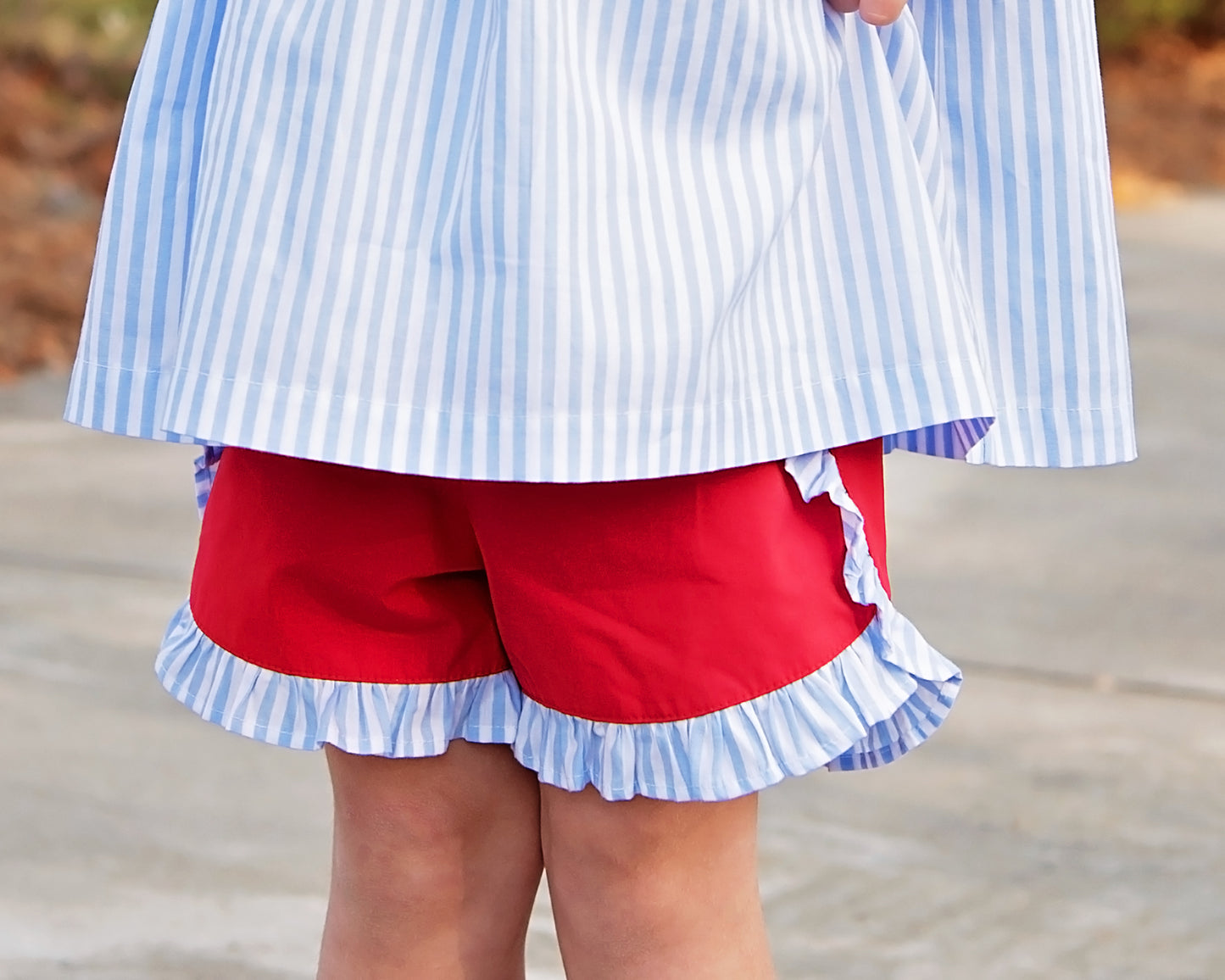 Blue Striped Apple Short Set