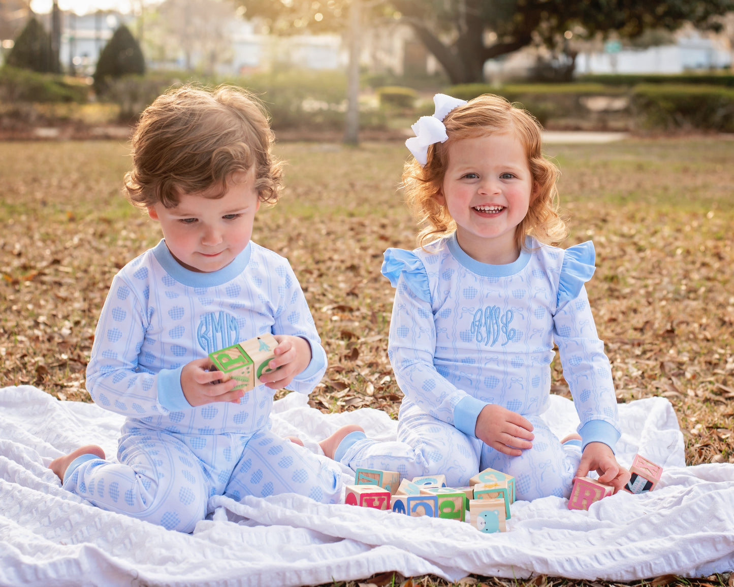 Blue Knit Apple Pajamas