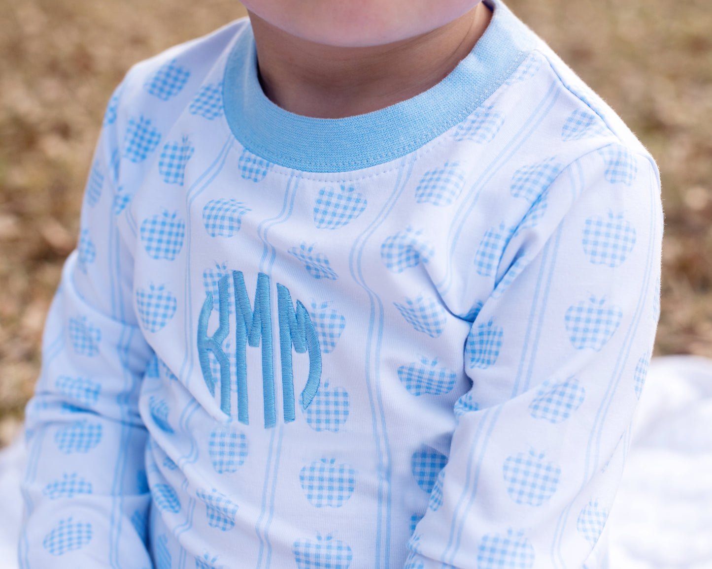 Blue Knit Apple Pajamas