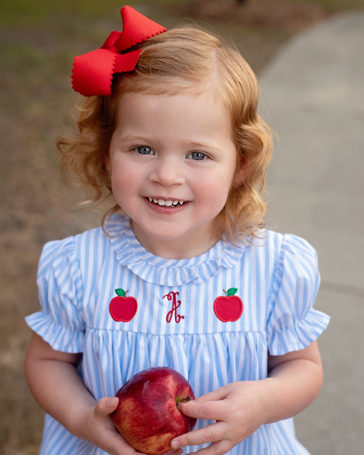 Blue Striped Apple Ruffle Bubble