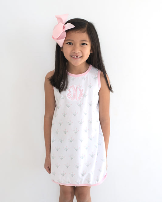 Pink Tulip Print Knit Play Dress