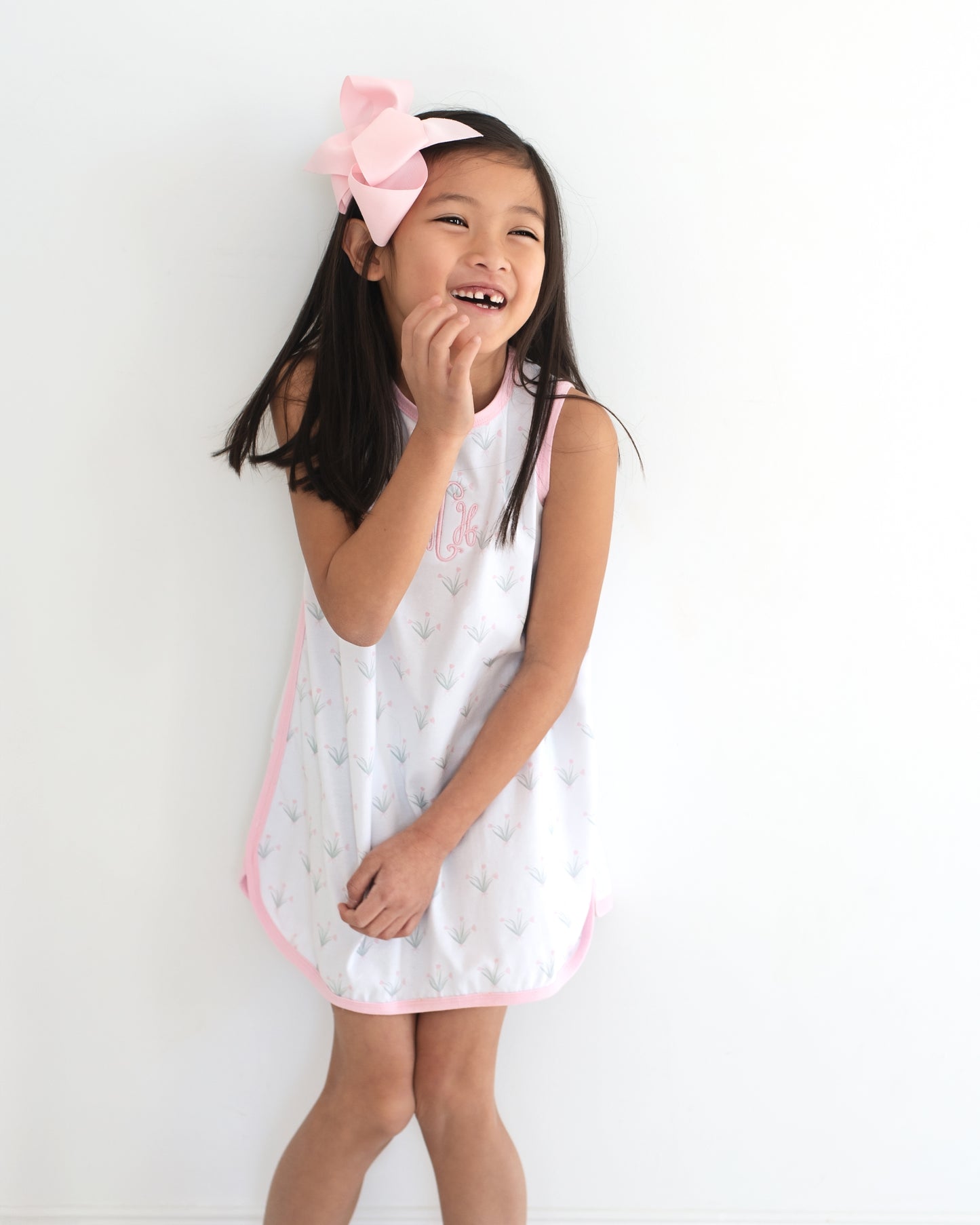 Pink Tulip Print Knit Play Dress