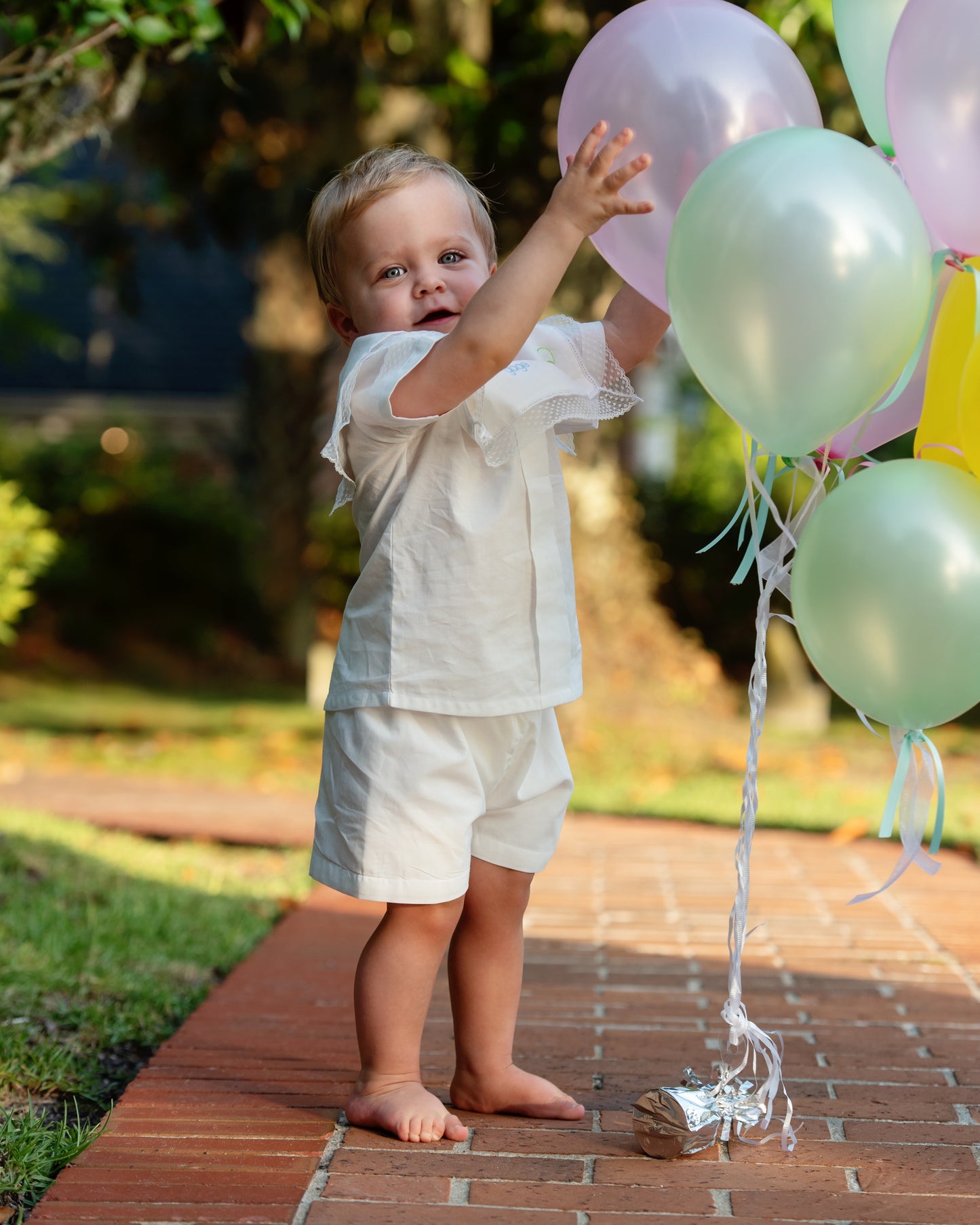 Blue Birthday Balloon Heirloom Short Set