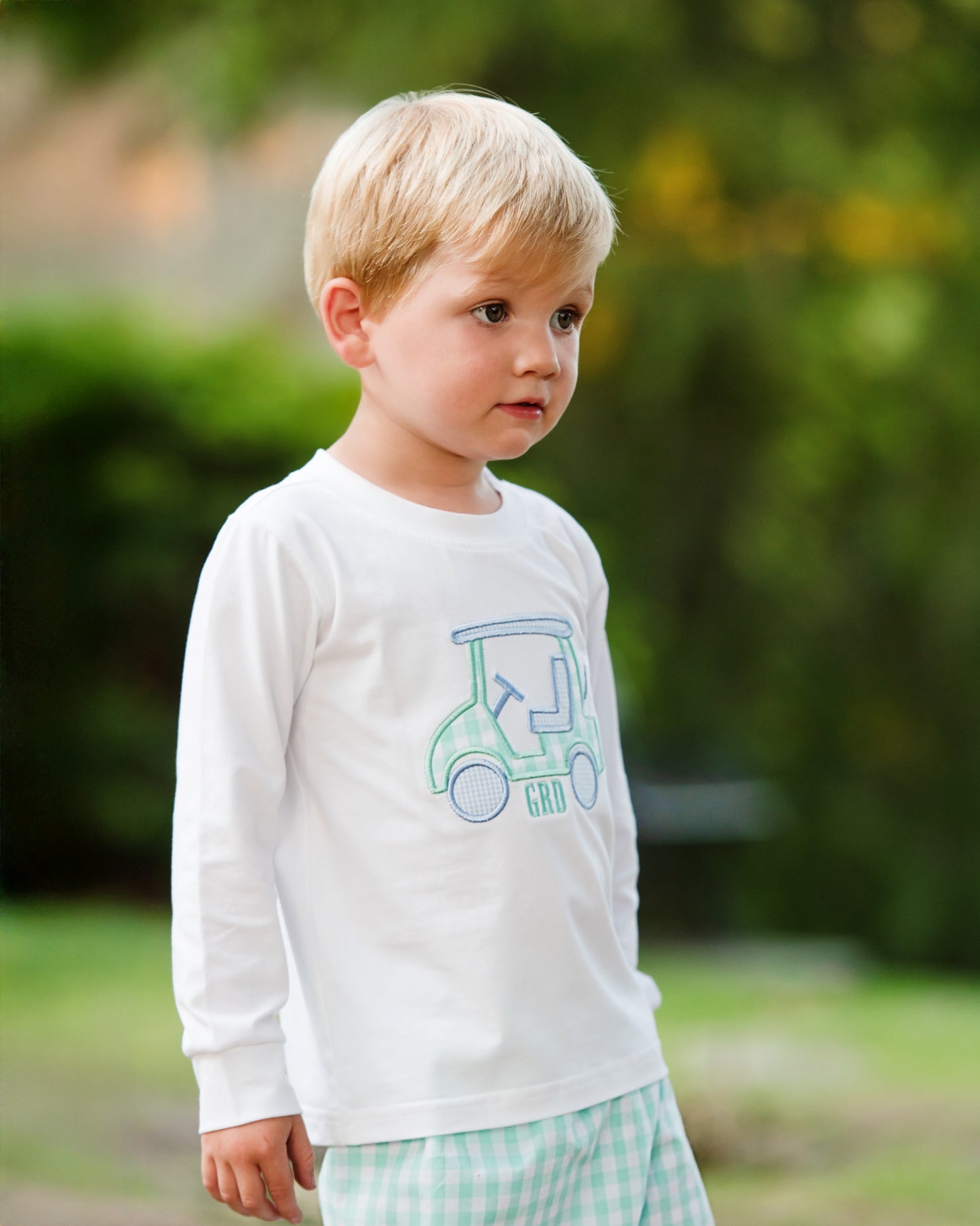 Mint Check Applique Golf Cart Pant Set