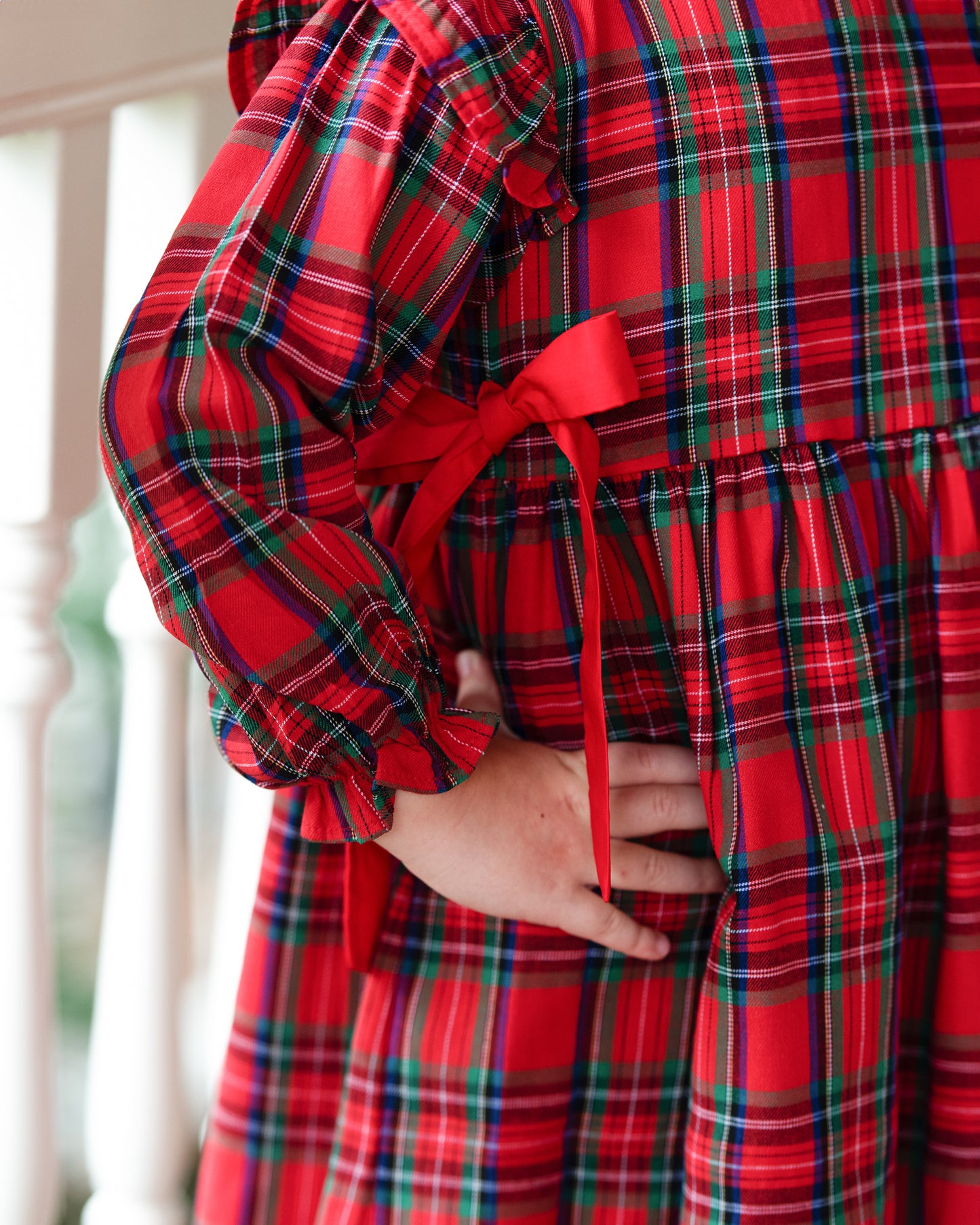 Red Tartan Plaid Bow Diaper Set