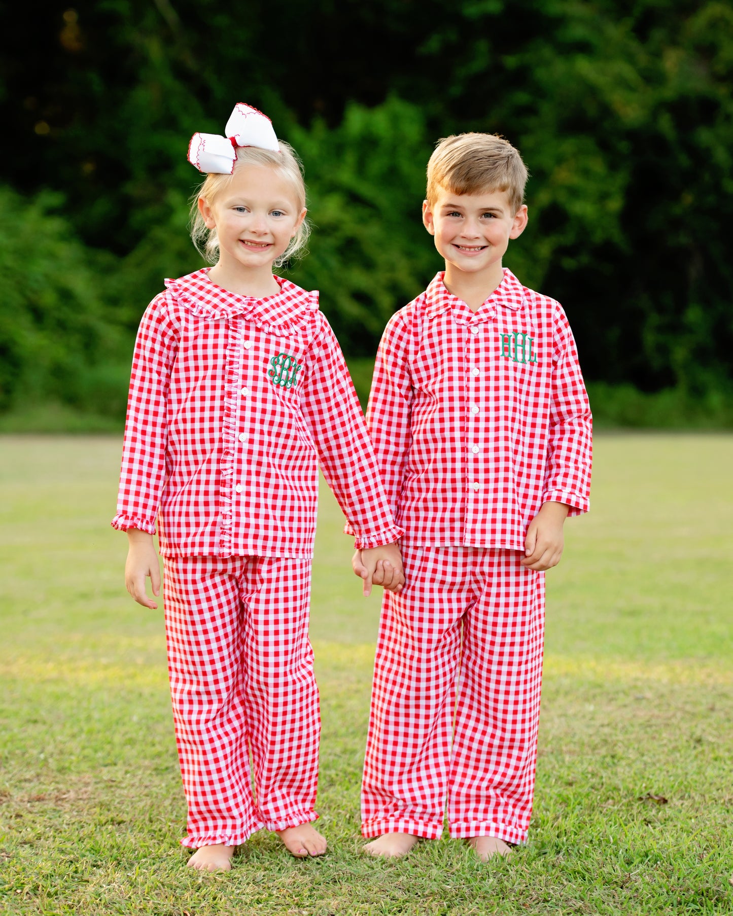 Red And White Check Ruffle Pajamas