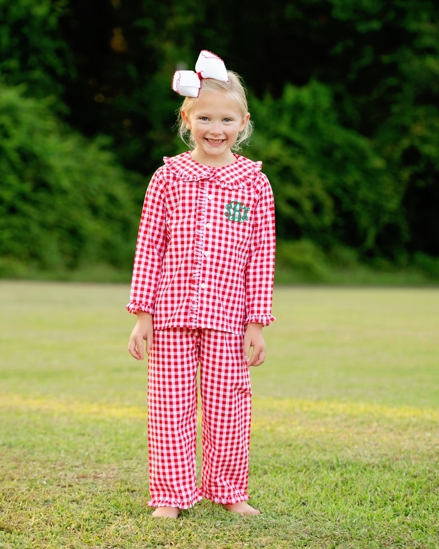 Red And White Check Ruffle Pajamas
