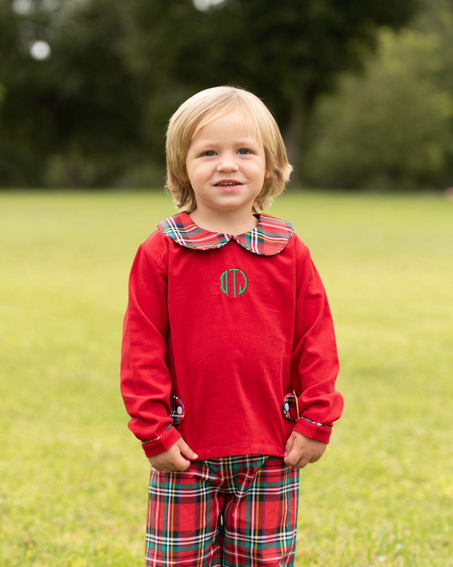 Red Tartan Plaid Ankle Pant Set
