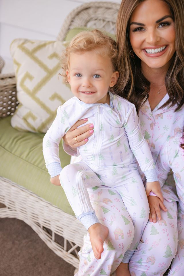 Green And Blue Knit Nutcracker And Christmas Tree Zipper Pajamas