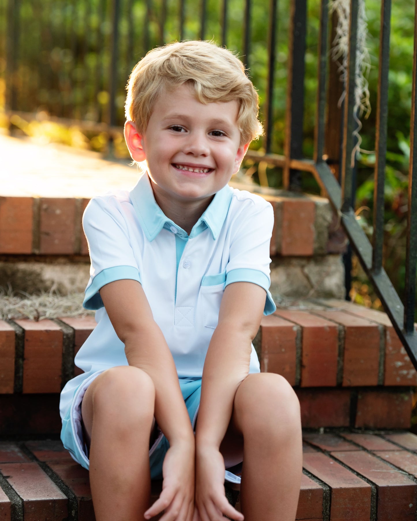 Blue And White Performance Polo Short Set