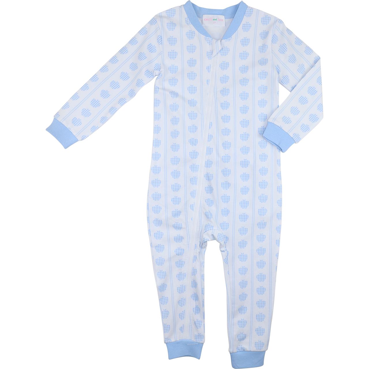 Blue Knit Apple Zipper Pajamas