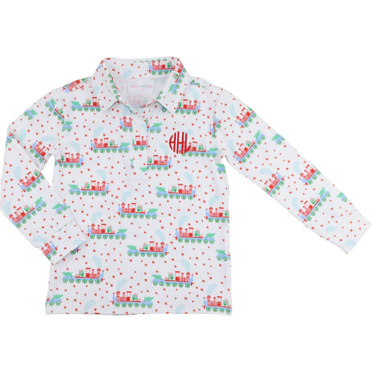 Knit Christmas Train Polo Shirt