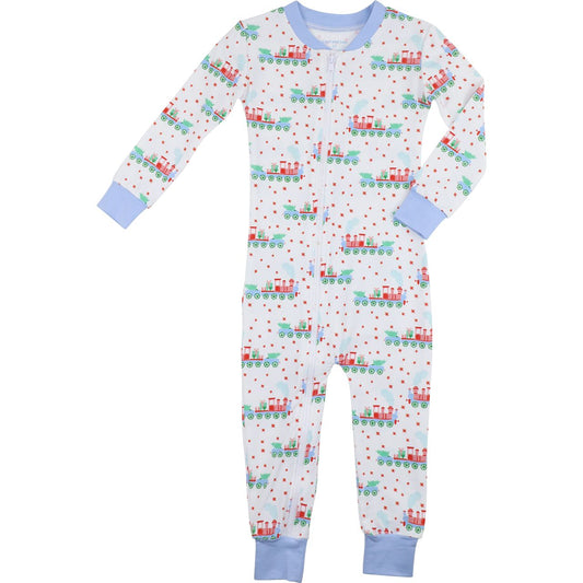 Knit Christmas Train Zipper Pajamas1