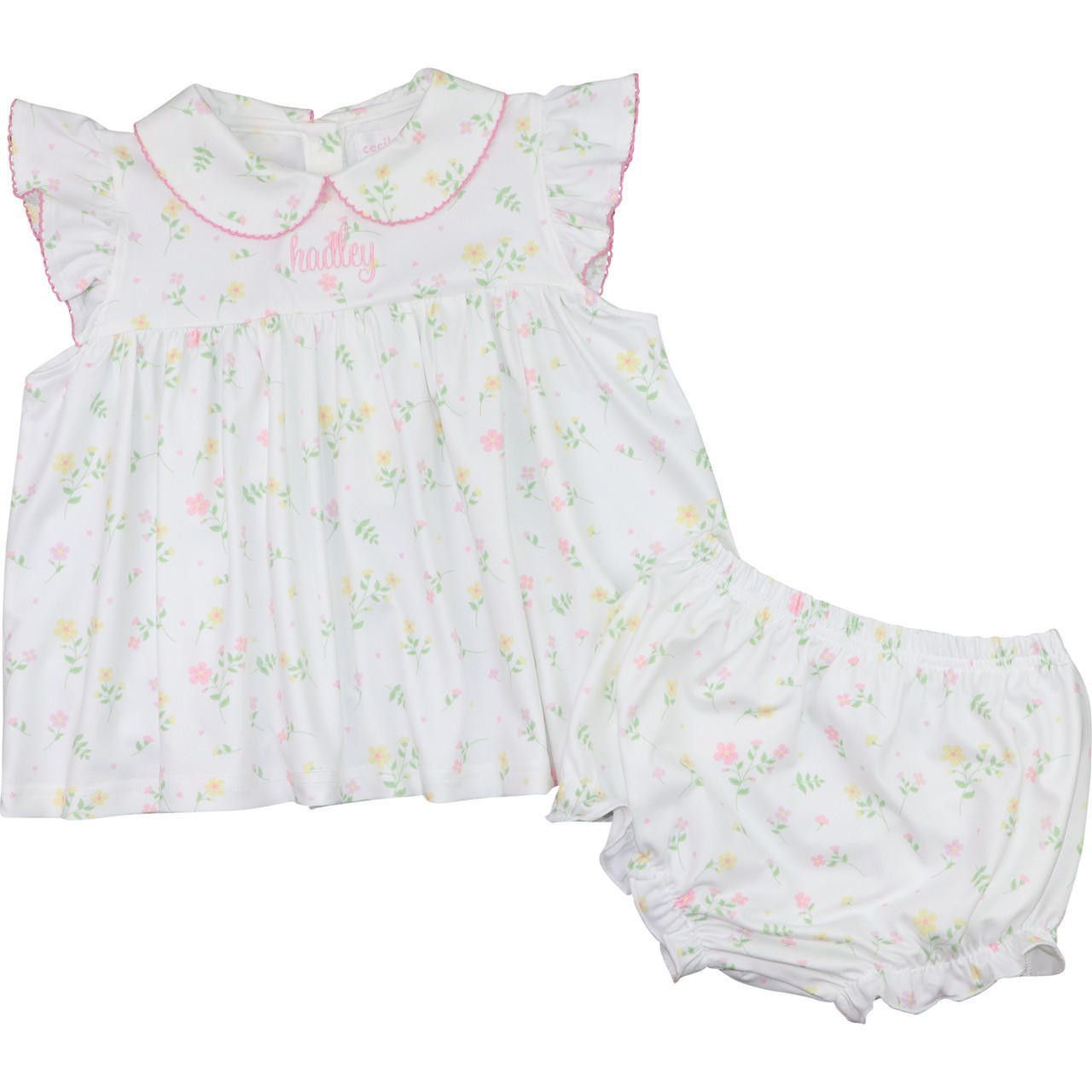 Knit Floral Diaper Set