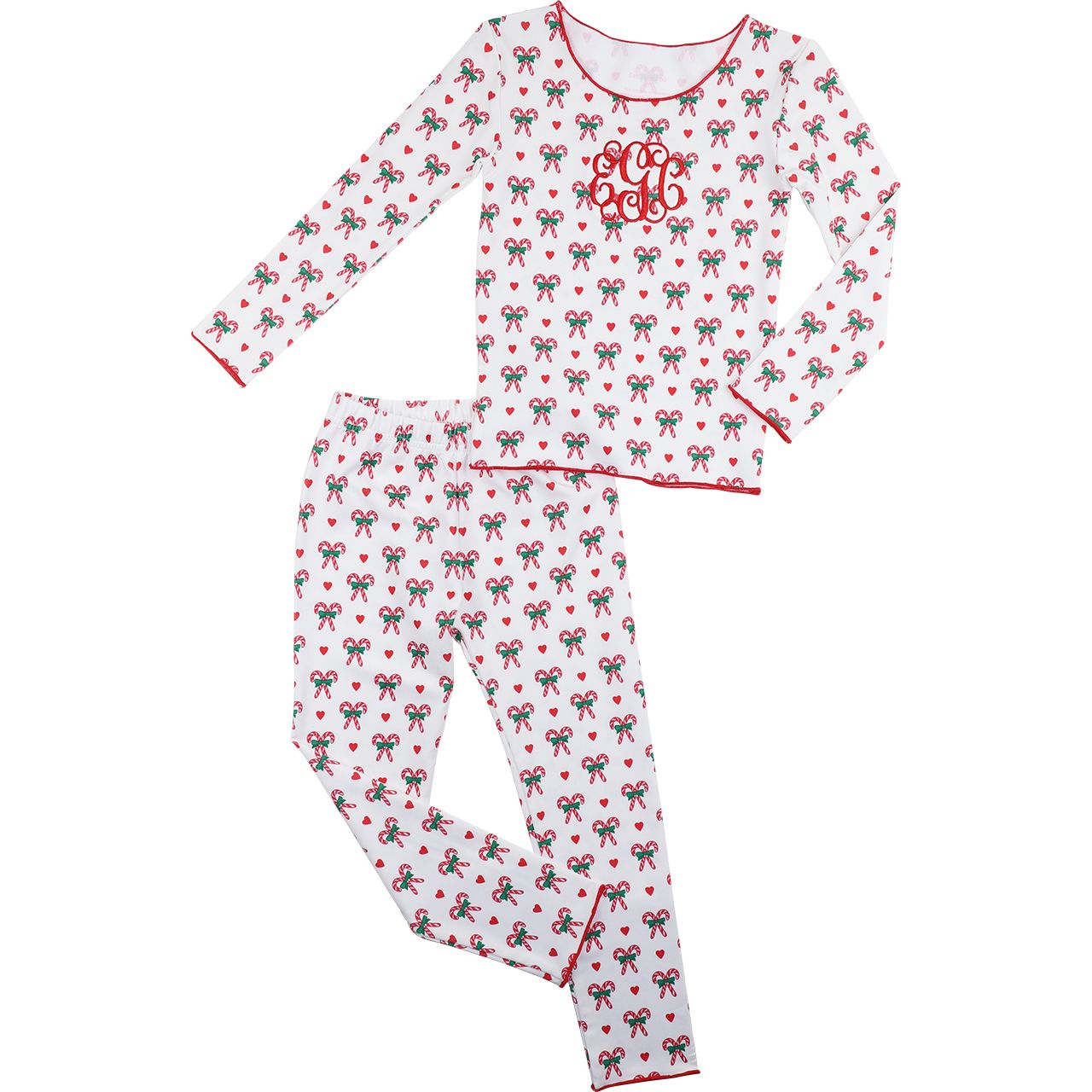 Knit Heart And Candy Cane Pajamas