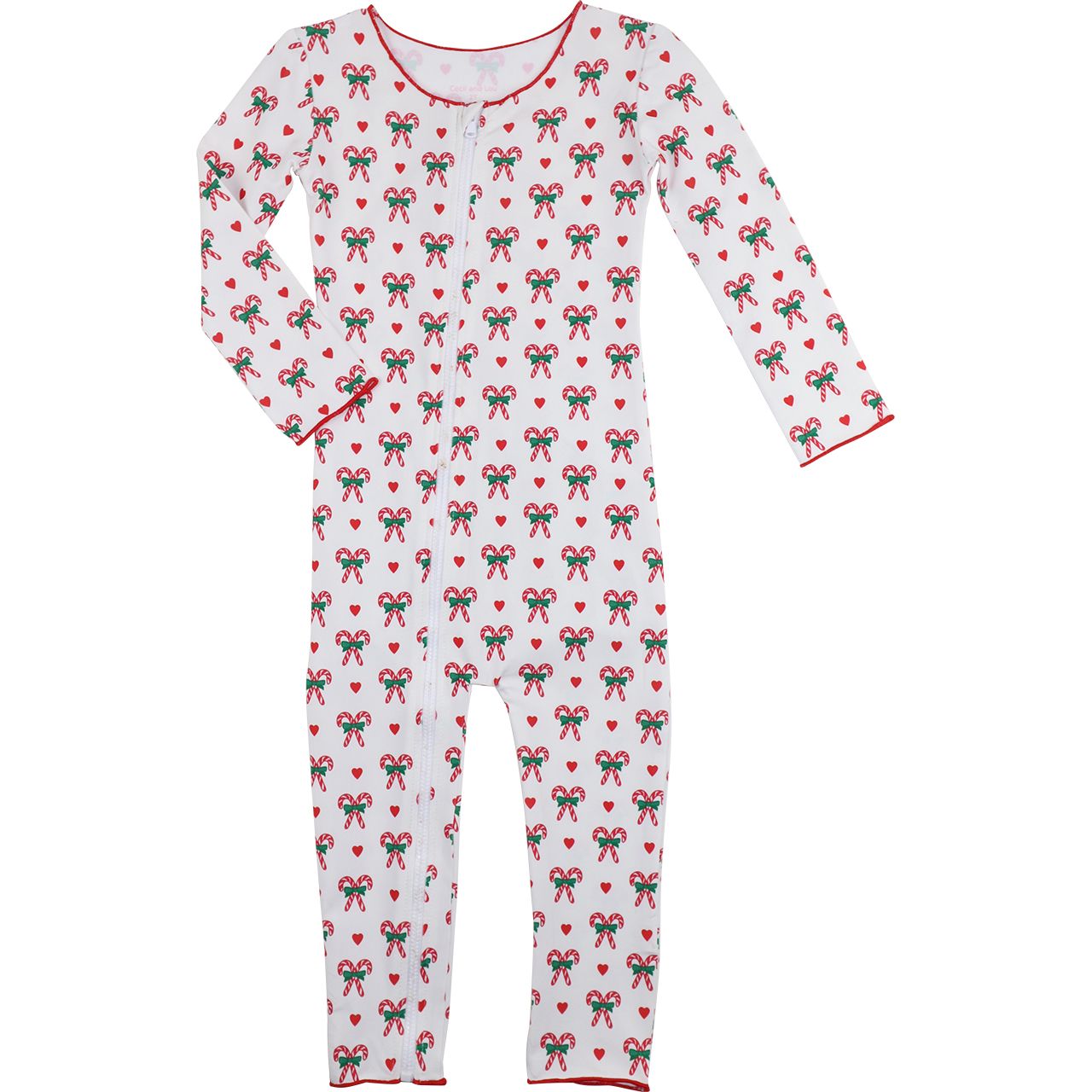 Knit Heart And Candy Cane Zipper Pajamas